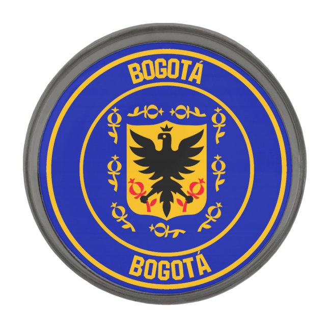 Bogotá Round Emblem Gunmetal Finish Lapel Pin (Front)