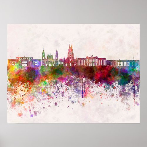 Bogota skyline in watercolor background v2 poster