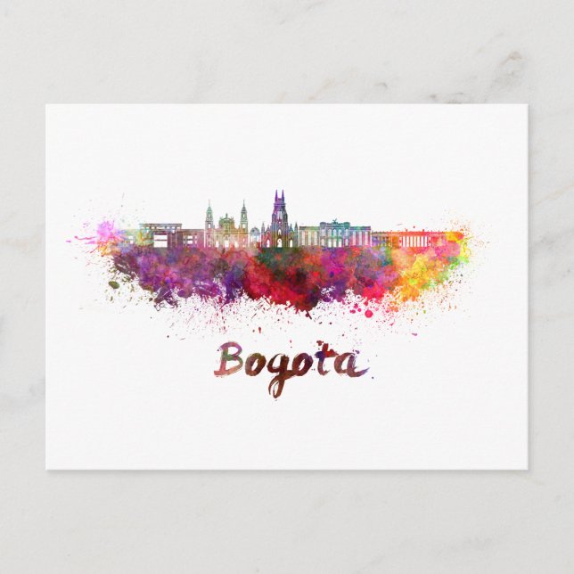 Bogota v2 skyline in watercolor postcard (Front)