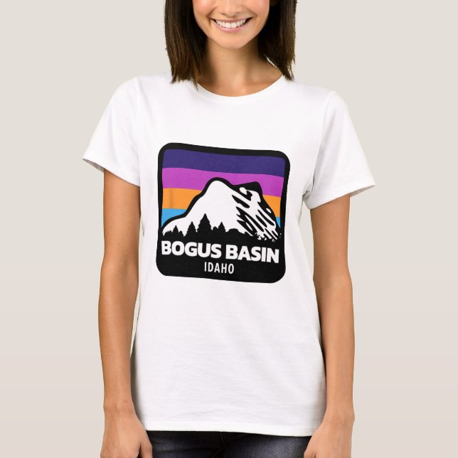 Bogus Sin Idaho Skiing Snowboarding Mountains Fami T-Shirt (Front)