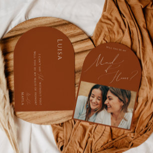 Boh Desert Rust Photo Maid of Honor Arch Card
