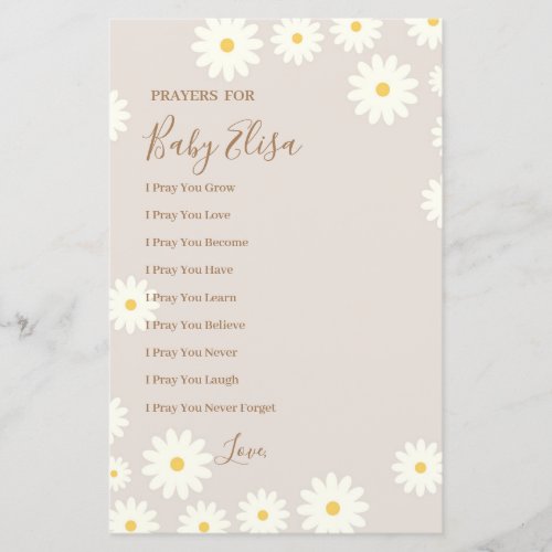 Bohemain Daisy Floral Prayers for Baby