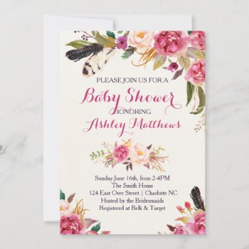 Bohemain Floral Baby Shower Invitation by MakinMemoriesonPaper at Zazzle