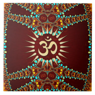 Bohemain Jewel Om Symbol  Ceramic Tile