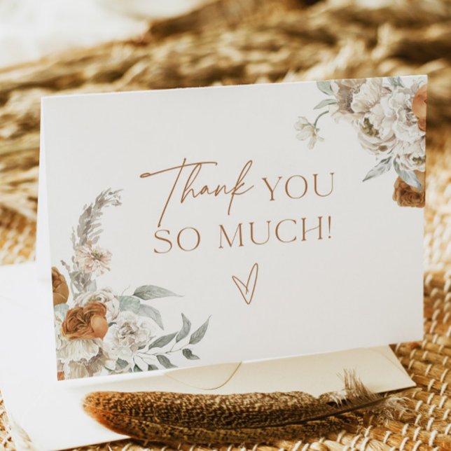 BOHEME Boho Earthy Terracotta Floral Thank You  Card (Creator Uploaded)