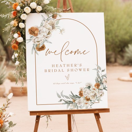 BOHEME Boho Terracotta Arch Bridal Shower Welcome Foam Board