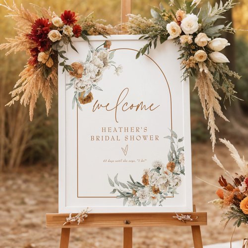 BOHEME Boho Terracotta Arch Bridal Shower Welcome Poster