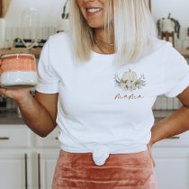 BOHEME Boho Terracotta Floral Pumpkin Mama T-Shirt