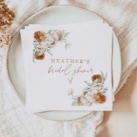 BOHEME Terracotta Floral Bohemian Bridal Shower Napkins