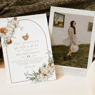 BOHEME Terracotta Floral Boho Pharmacy Graduation Invitation
