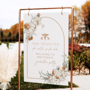 BOHEME Terracotta Floral Boho RN Nurse Graduation Foam Board