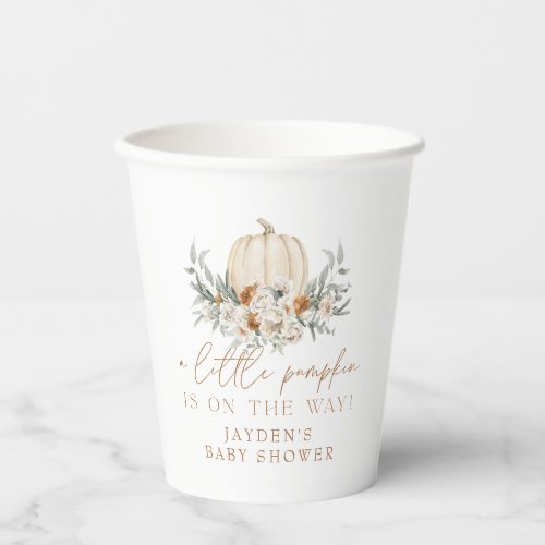 BOHEME Terracotta Floral Pumpkin Baby Shower Paper Cups