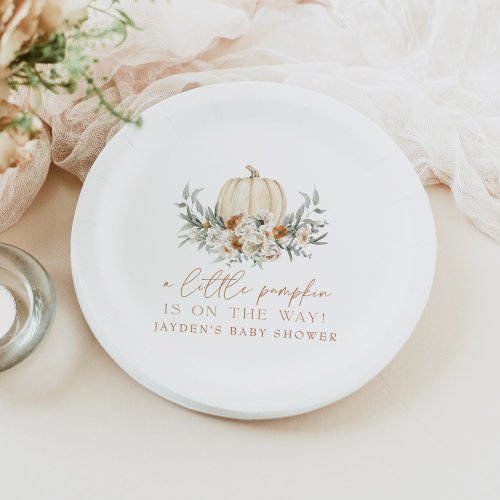 BOHEME Terracotta Floral Pumpkin Baby Shower Paper Plates