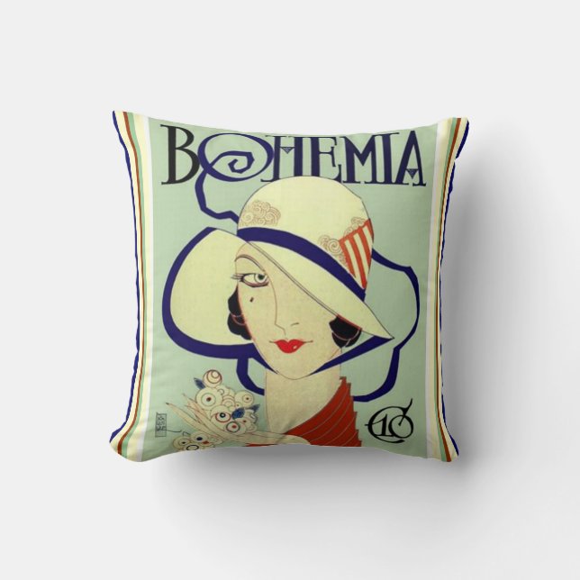Bohemia Art Deco Throw Pillow (Front)