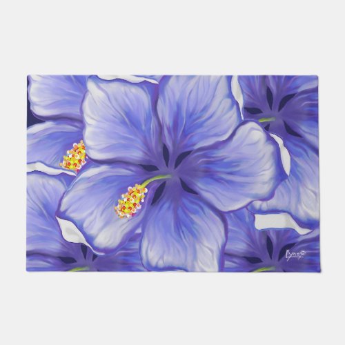 Bohemia blue Hibiscus Doormat