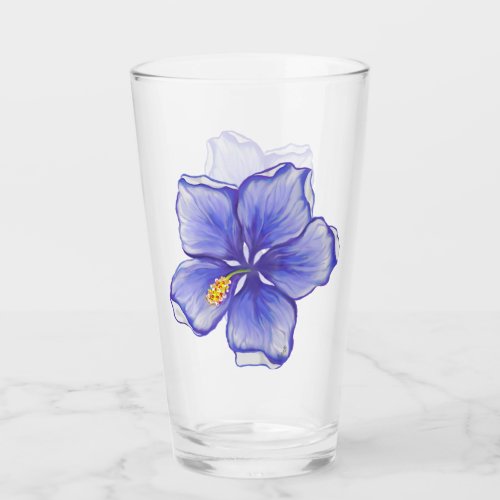 Bohemia blue Hibiscus Glass