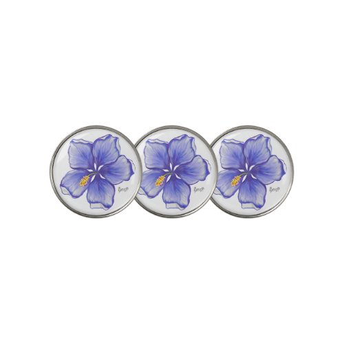 Bohemia blue Hibiscus Golf Ball Marker