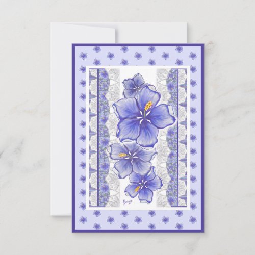 Bohemia blue Hibiscus Thank You Card