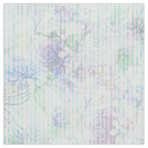 Bohemia pastel pink lavender teal floral stripes fabric