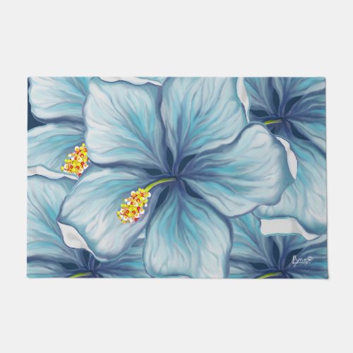 Bohemia turquoise Hibiscus Doormat