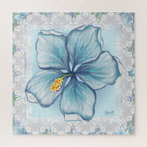 Bohemia turquoise Hibiscus Jigsaw Puzzle