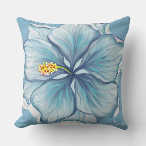 Bohemia turquoise Hibiscus Throw Pillow