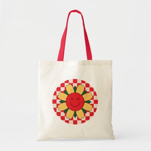  Bohemiam Groovy Flowers checkerboard pattern  To Tote Bag