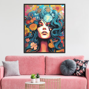 Bohemian 60s 70s Hippy Woman Canvas Print