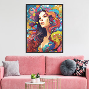 Bohemian 60s 70s Hippy Woman Canvas Print