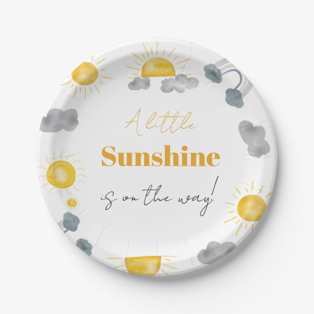 Bohemian a little sunshine is the way baby shower paper plates (Front)