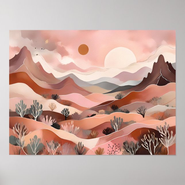 Bohemian Abstract Desert Dunes – Dreamy Landscape Poster (Front)
