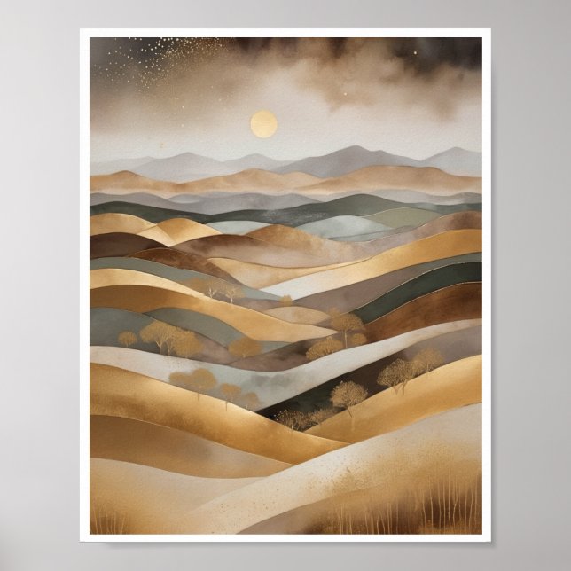 Bohemian abstract landscape rolling hills poster (Front)