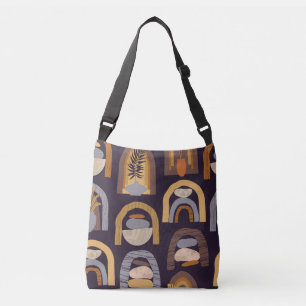 Bohemian Abstract: Minimalist Vintage Charm. Crossbody Bag