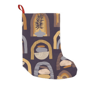 Bohemian Abstract: Minimalist Vintage Charm. Small Christmas Stocking