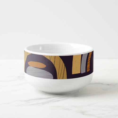 Bohemian Abstract Minimalist Vintage Charm Soup Mug