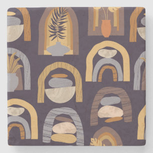 Bohemian Abstract: Minimalist Vintage Charm. Stone Coaster