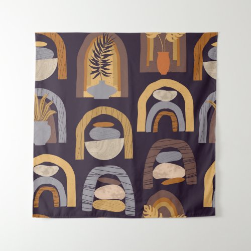 Bohemian Abstract Minimalist Vintage Charm Tapestry