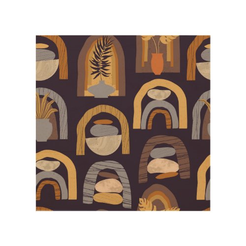 Bohemian Abstract Minimalist Vintage Charm Wood Wall Art