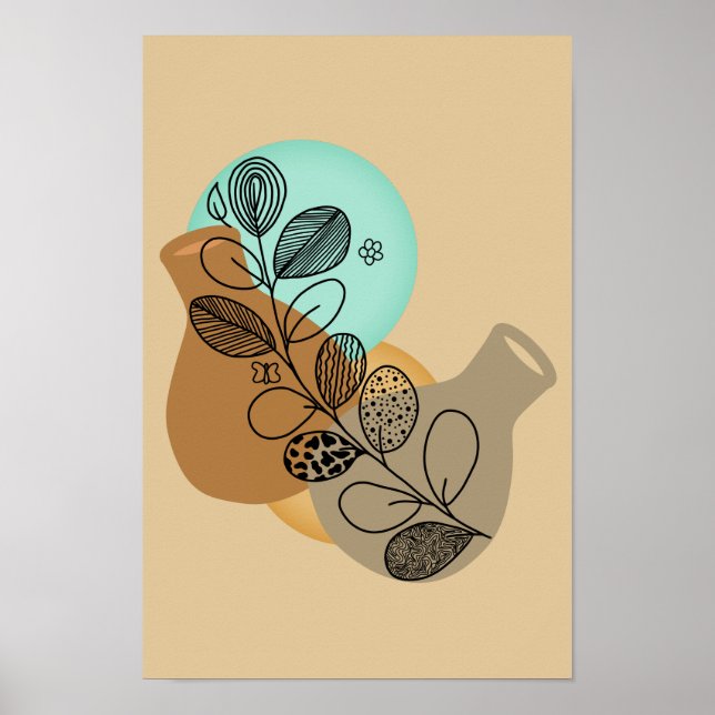 BOHEMIAN ABSTRACT MINIMALIST WITH BLACK LEAF POSTER (Front)