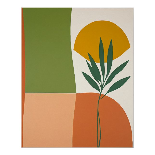 bohemian abstract plant sun poster (Front)