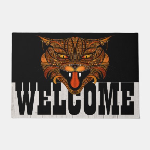 Bohemian All Season WILD Cat Welcome Door Mat