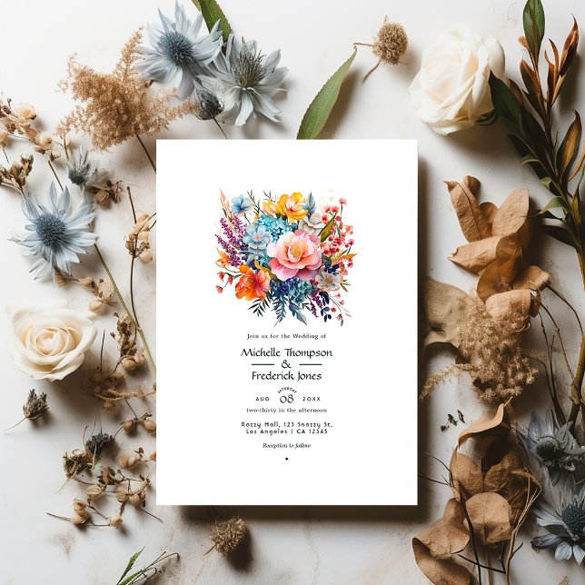 Bohemian and Earthy Floral Wedding Invitation (Creator Uploaded)