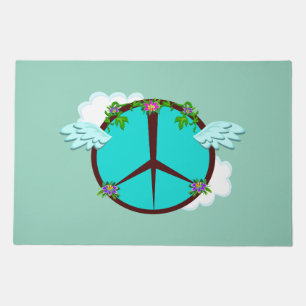 Bohemian Angel Wings Peace Symbol Doormat