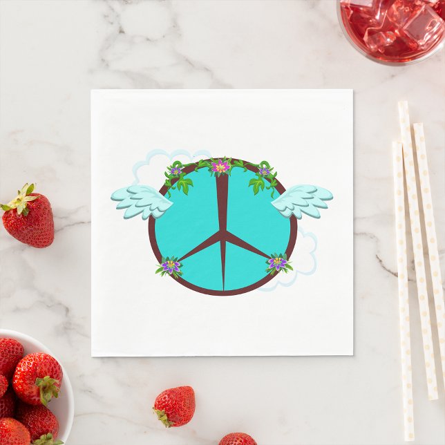 Bohemian Angel Wings Peace Symbol Napkins (Creator Uploaded)