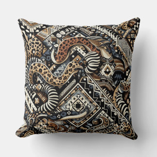 Bohemian Animal Patterns Snake Throw Pillow