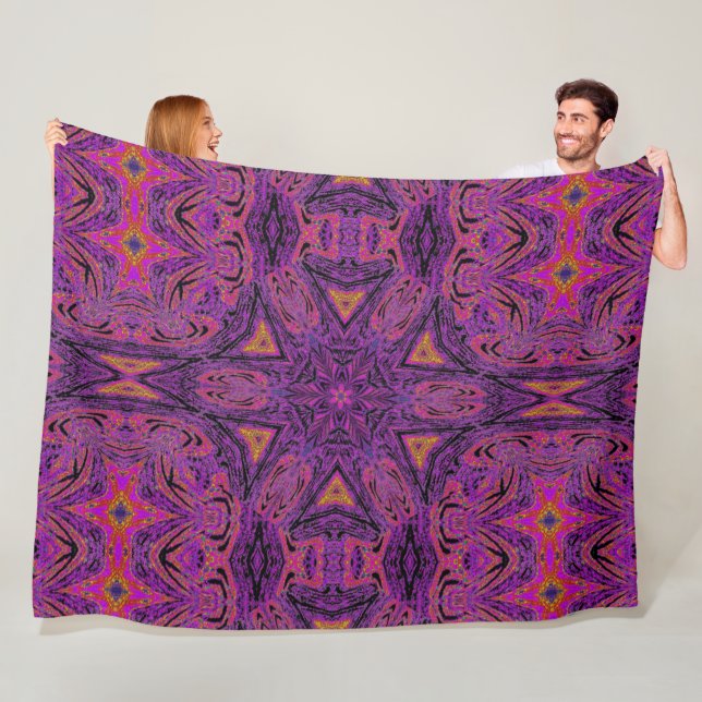 Bohemian Apple Blossom Purple Dream Cozy Fleece Blanket (In Situ)
