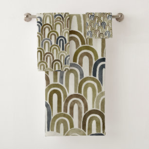 Bohemian arch fish scale painted pattern bath towel set