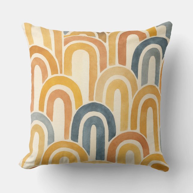 Bohemian arch fish scale painted pattern throw pillow (Front)