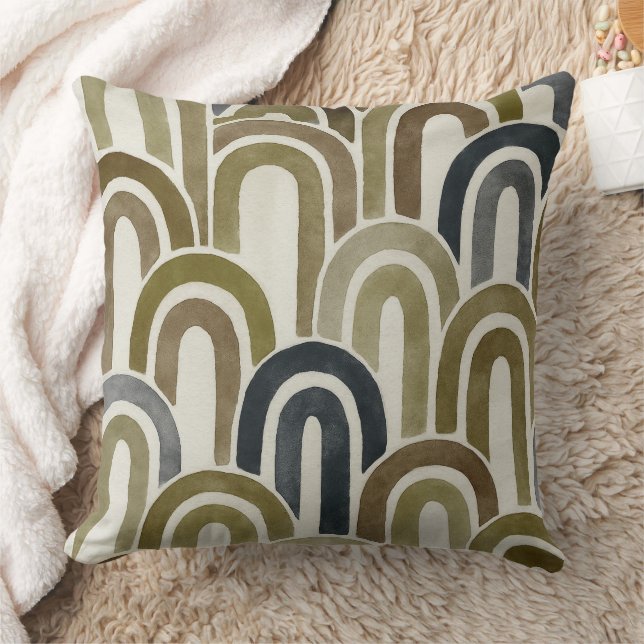 Bohemian arch fish scale painted pattern throw pillow (Blanket)