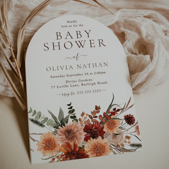 Bohemian Arch Floral Baby Shower Invitation (Creator Uploaded)